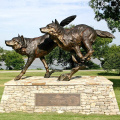 Outdoor Decoration Metal Two Life Size Bronze Wolf Dog Sculpture